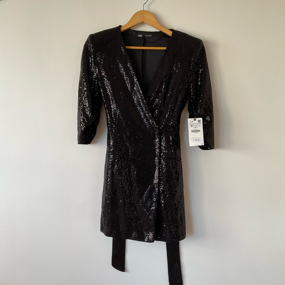 Zara Black Sequin Dress - Picture 2 of 3